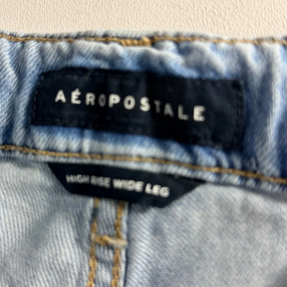 Aeropostale High Rise Wide Leg Jeans Medium Wash Blue Denim Womens 10 156921 NEW